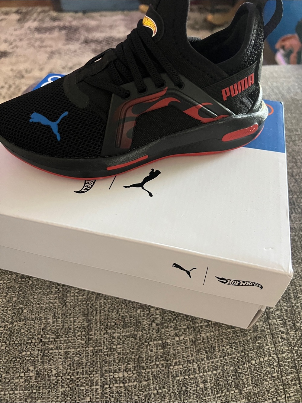 PUMA hot wheels Black Kids' Sneakers with Red and Blue Accents